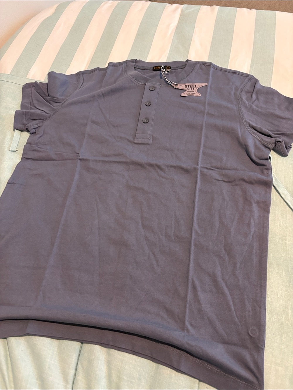 Steel City Men’s Short-Sleeve Henley t Shirt in  Cobalt Blue lighting isn’t ri